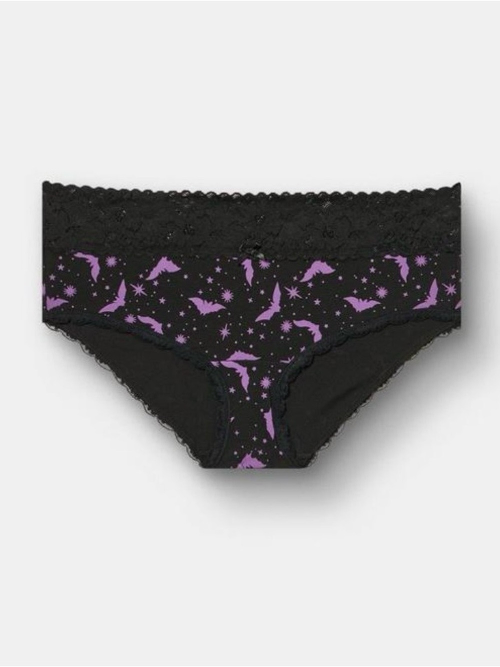 torrid Black Lace Hipster Panty with Purple Bat Print